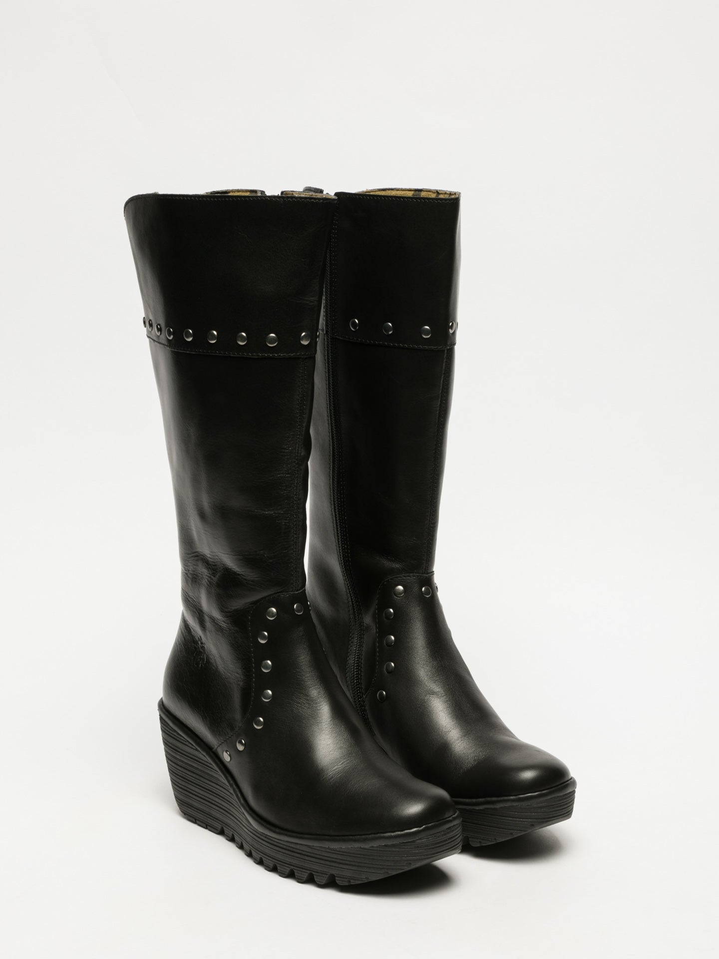 Fly London Coal Black Studded Boots